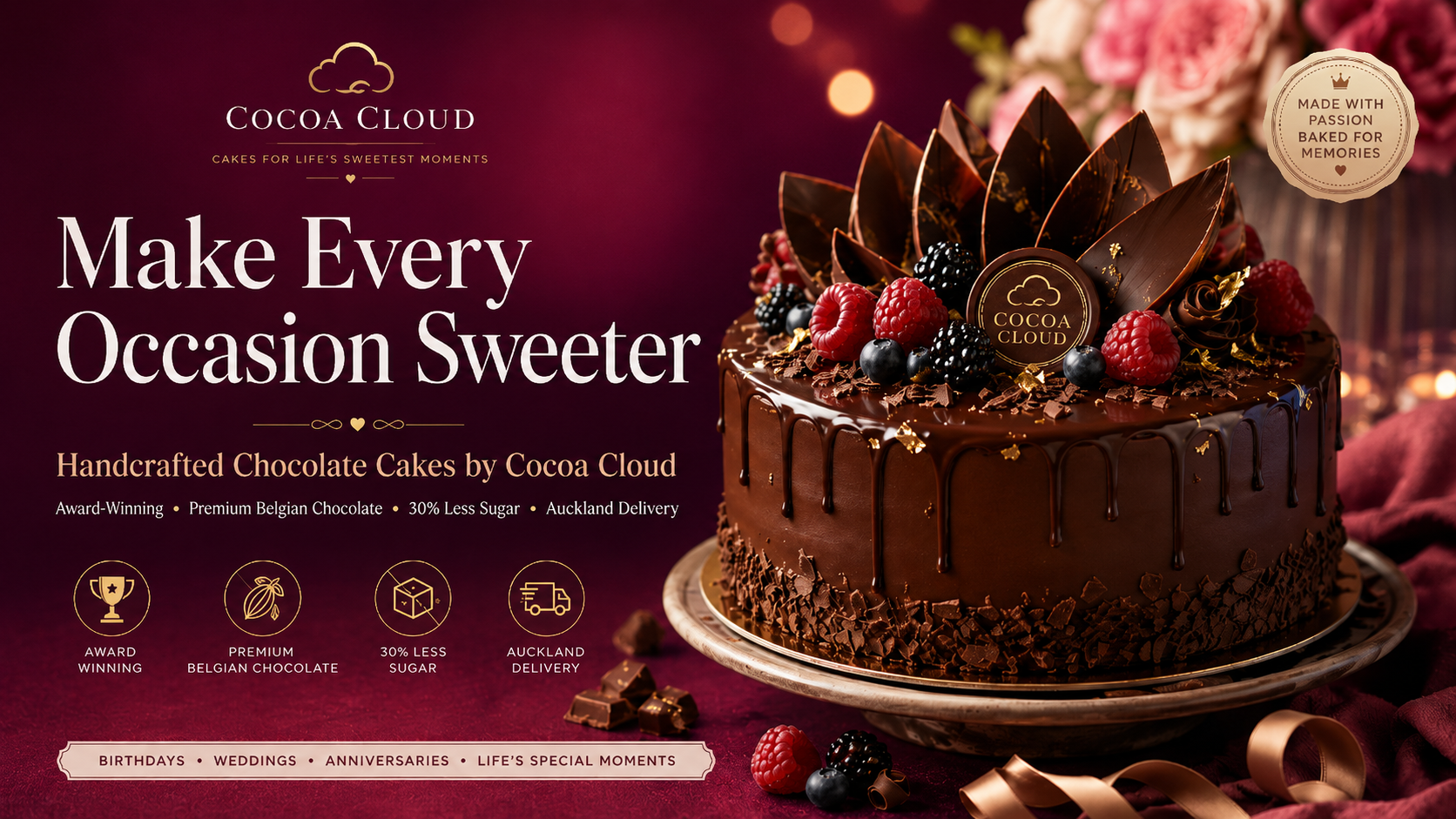 Make Every Occasion Sweeter with Cocoa Cloud’s Handcrafted Chocolate Cakes