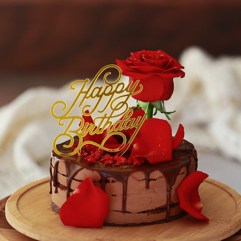 Rosy Love Chocolate Birthday Cake